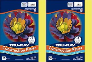 Tru-Ray Heavyweight Construction Paper, Lively Lemon, 9" x 12", 50 Sheets (Pack of 2)