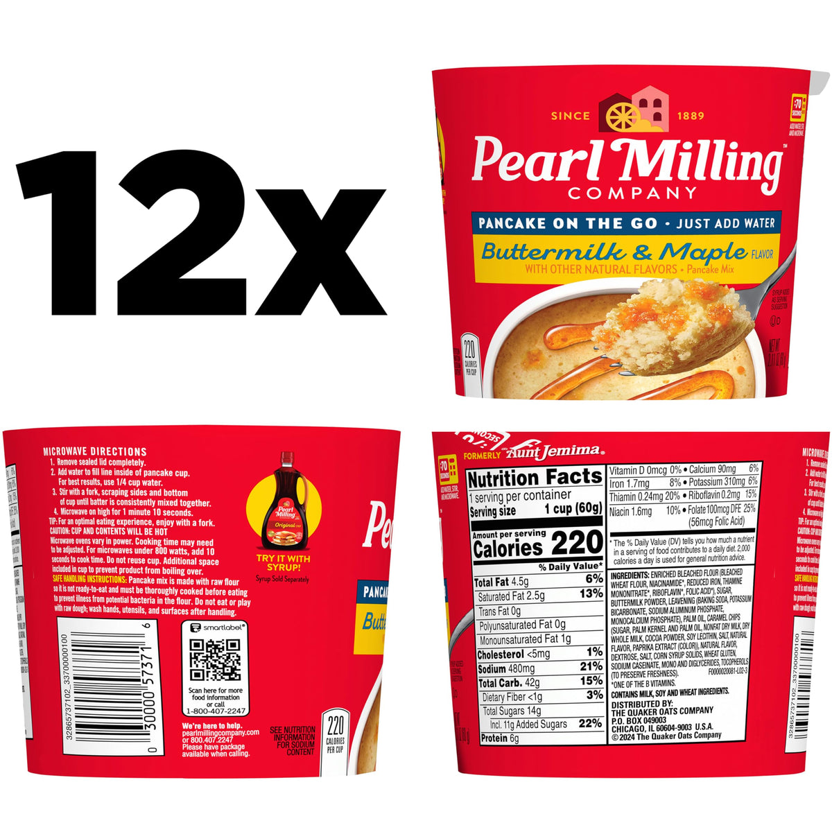 Pearl Milling Company Maple Syrup Cups / 2.11 Ounce (Pack of 12) / 1 Pancakes & Waffles