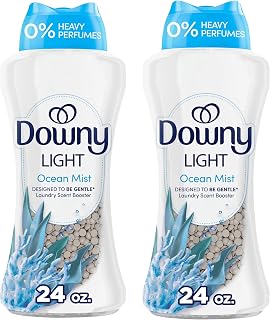 Downy Light Laundry Scent Booster Beads,Ocean Mist Scent,24 OZ,In-Wash Fabric Beads Designed To Be Gentle With A Light Boost Of-Scent,No Heavy Perfumes,(Pack of 2)