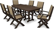 Polywood Coastal Dining Set, Mahogany/Burlap Sling