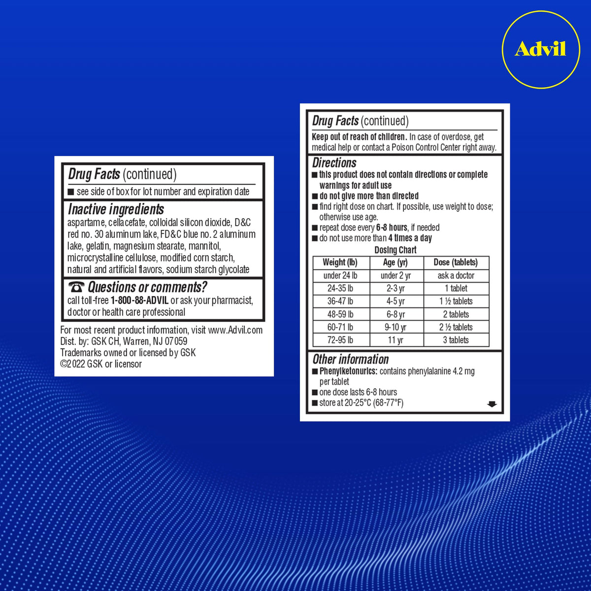Junior Chewable by Advil – 24 Count (Pack of 3), Pack of 3, Model 60000000133074