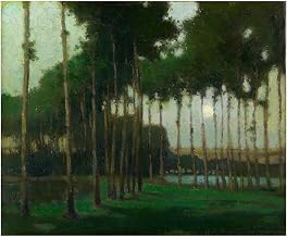 HardPress Moonlight Landscape by George Elmer Browne - Impressionist Oil Painting 14 x 11 inches