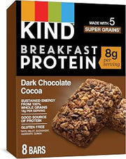 KIND Breakfast Protein Bars, Dark Chocolate Cocoa, Healthy Snacks, Gluten Free, 8g Protein, 32 Count