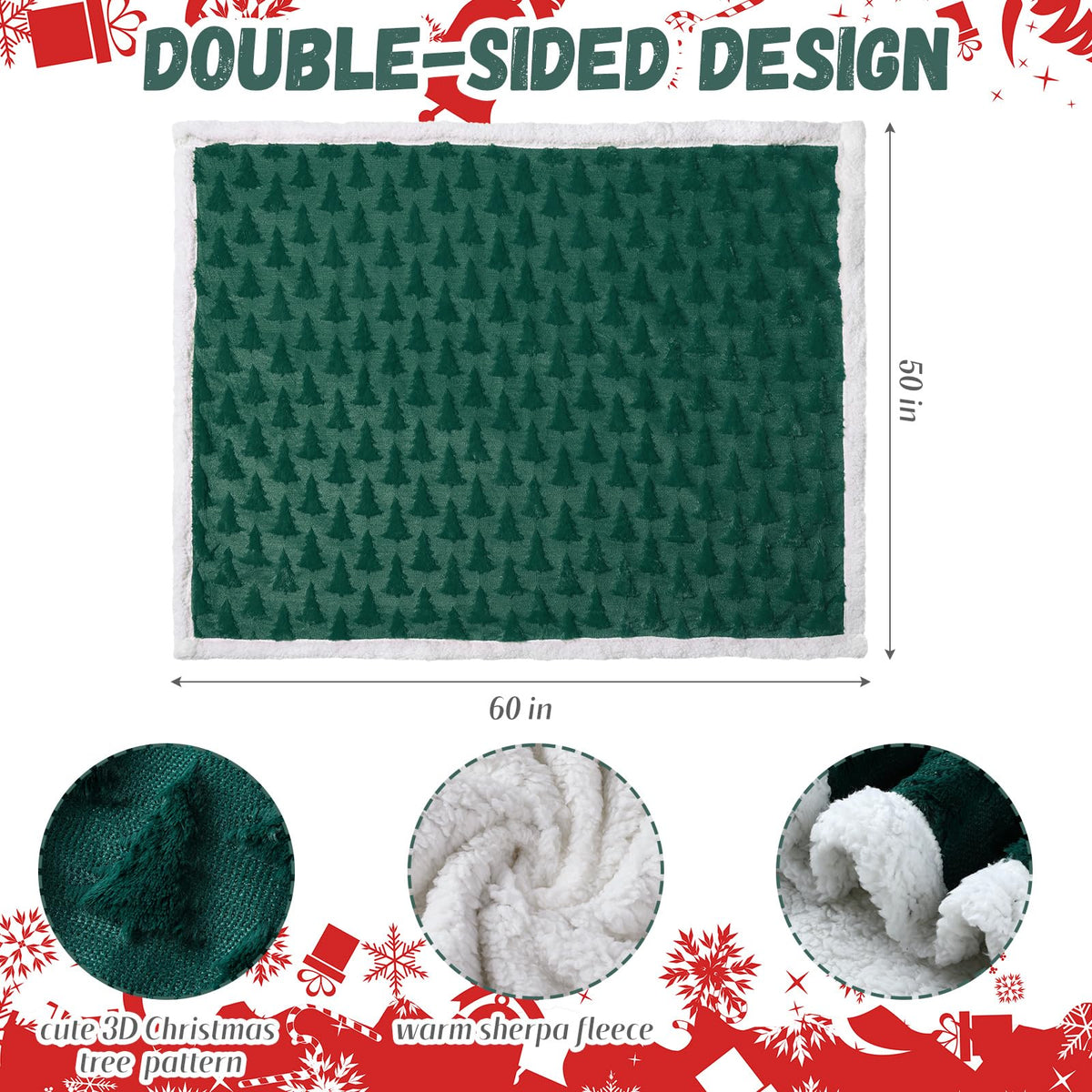 Remagr Christmas Tree Throw, 50 x 60 Inches, Green