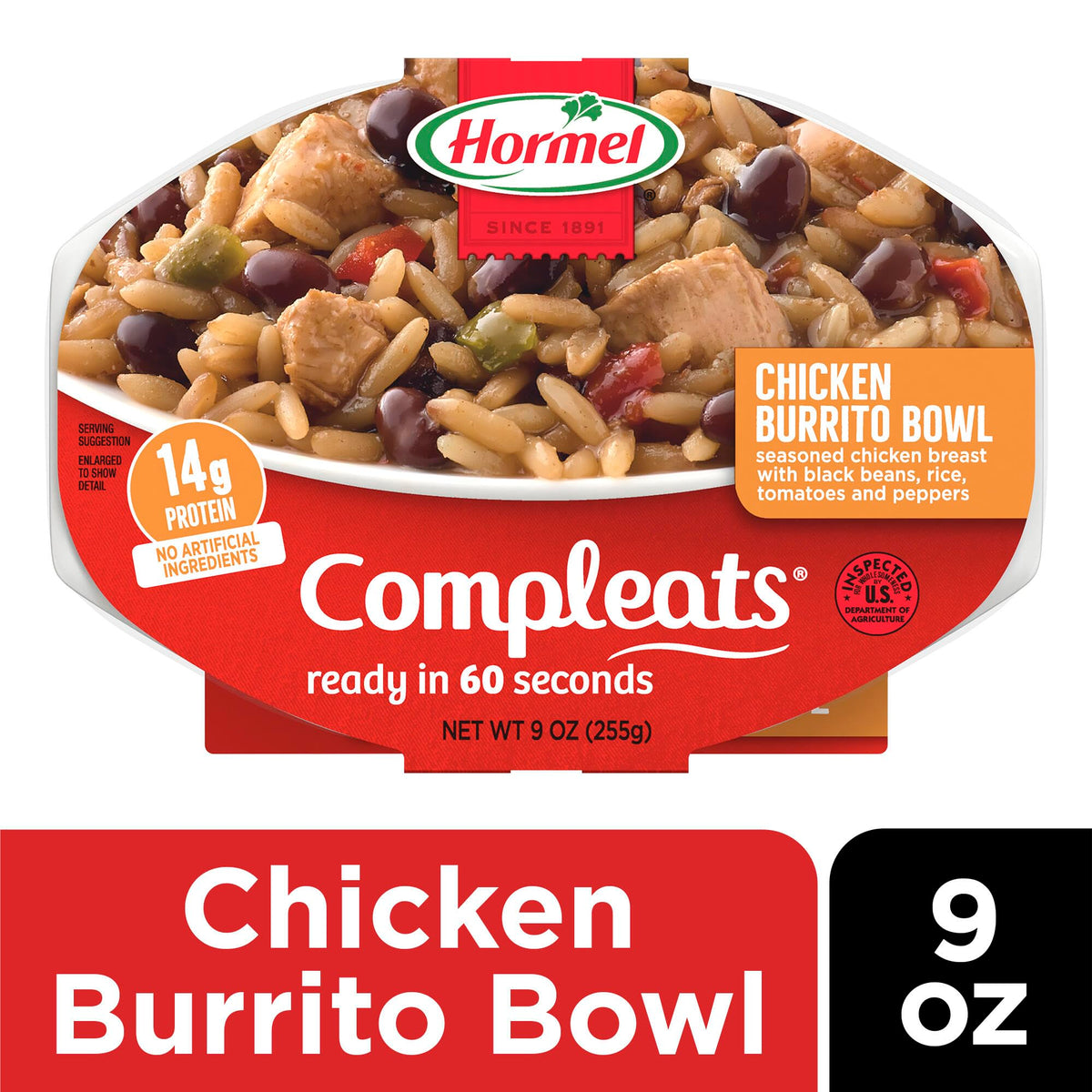 HORMEL COMPLEATS Chicken Burrito Bowl / 9 Ounce (Pack of 6) / 6 Seasoned Rice