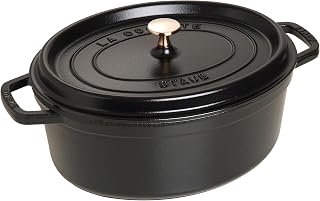 STAUB Oval Dutch Oven 8.5-Quart Matte Black | Aroma Rain Lid, Suitable for All Hob Types, Oval, Black