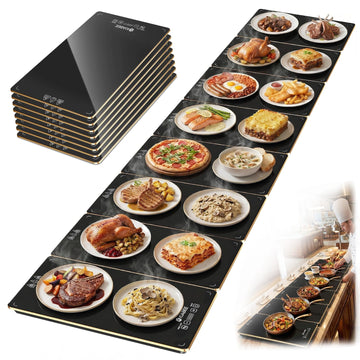 Kiabee Electric Warming Tray, 8 Panels Tempered Glass, Black