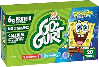Yoplait Go-GURT SpongeBob SquarePants Yogurt Tubes Variety Pack, 20 Ct, 40 oz