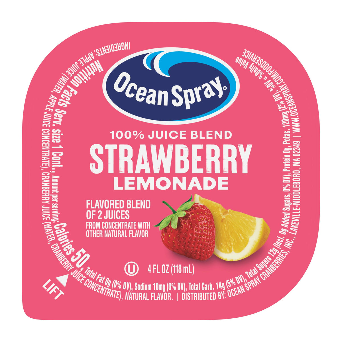 Ocean Spray Strawberry Lemonade / 4 Fl Oz (Pack of 48) / 48 Fruit Juice