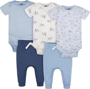 Gerber Baby Comfy Stretch 5-Piece Short Sleeve Onesie Bodysuit Pants Set