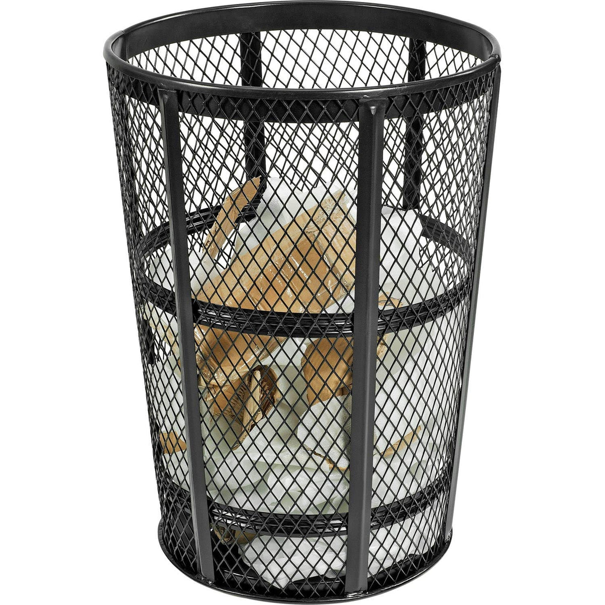 Outdoor Metal Trash Container Black by Global Industrial – Steel, Black, Model 237634BK