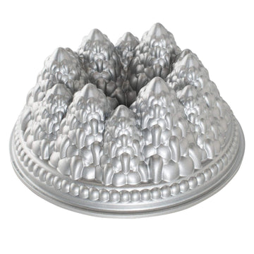 Pine Forest Bundt by Nordic Ware – 9 Cup, 9.0 cups, Aluminum, Sparkling Silver, Model 89737