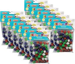 CLI Charles Leonard 1/2-inch Pom-Poms, Assorted Glitter Colors, 80/Pack, 12 Packs (CHL69180-12)