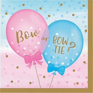 Creative Converting 336066 Gender Reveal Napkins, 6.5", Multicolor