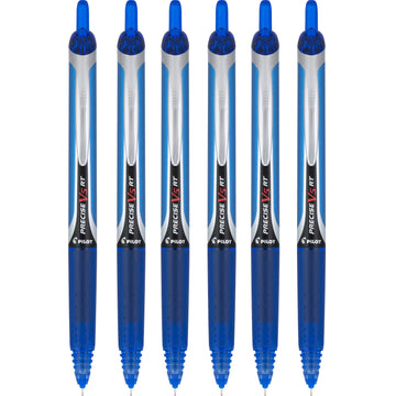 6 PENS: Precise V5 Retractable Blue Pens by PILOT – 1 Count (Pack of 1), Plastic, Blue, Model Pilot