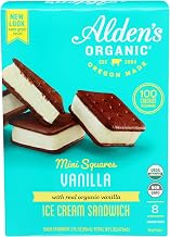 Aldens Organic Vanilla Mini Square Ice Cream Sandwich, 2 Fluid Ounce - 8 count per pack - 12 packs per case.