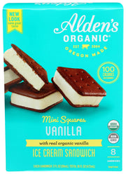 Aldens Organic Vanilla Mini Square Ice Cream Sandwich by Alden's – Mini