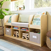 Guidecraft EdQ Reading Nook - Natural: Wooden Multi-Purpose Storage Bookcase and Toy Organizer; Kids' Birch Plywood Bedroom and Classroom Furniture
