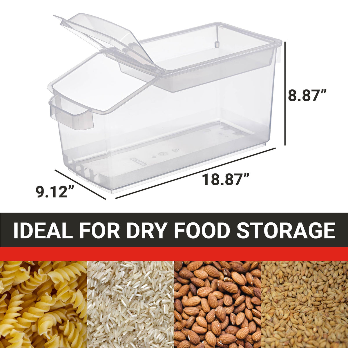 Ingredient Bin by Araven – 8 7/8"(H) x 9"(W) x 19"(D)., 3.7 gallons, Polypropylene, Clear, Model 09308