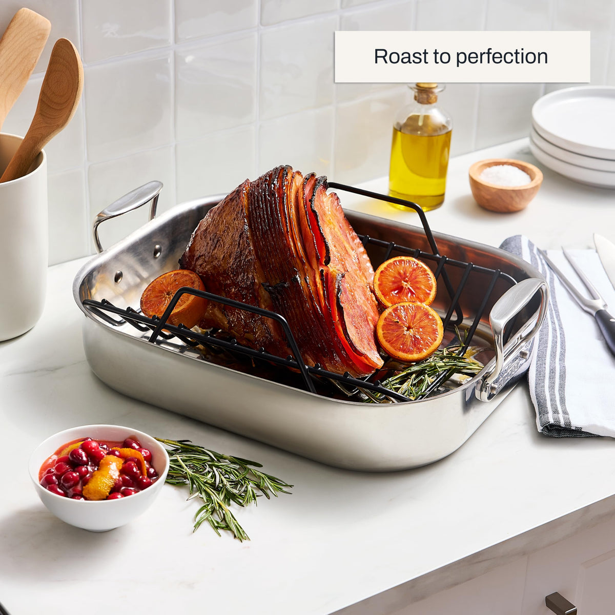 All-Clad Stainless Steel Roaster with Rack, 13 x 16 Inch, Silver