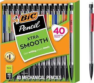 BIC Xtra Smooth Mechanical Pencil with 0.7 mm Medium Point, Refillable and Retractable, 40-Count (Pack of 8)