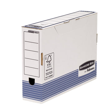 System 80 mm Foolscap Transfer Files with Fastfold - Blue by Bankers Box – 80mm#2, Cardboard, Blue, Pack of 10, Model 23701