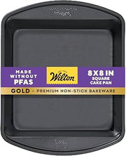 Wilton Gold Non-Stick Square Brownie Cake Pan, Made Without PFAS, 8 x 8 in.