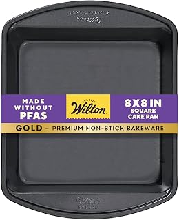 Wilton Gold Non-Stick Square Brownie Cake Pan, Made Without PFAS, 8 x 8 in.