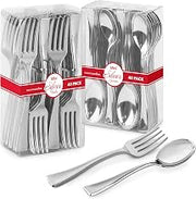 160 Pack Silver Plastic Mini Spoons and Forks (4 Inch) – 80 Disposable Tasting Spoons & 80 Appetizer Forks, Mini Utensils for Desserts, Food Samples, Appetizers & Charcuterie Boards