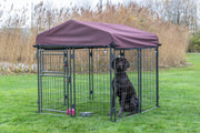 Deluxe Outdoor Dog Kennel with Cover by TRIXIE – 4 x 4 x 4.5 ft, Alloy Steel, Black/Burgundy, Model 39211