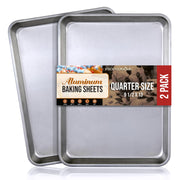 Aluminum 9x13 Baking Sheet Pan (2 Pack) by Stock Your Home – Quarter Sheet, Aluminum, Silver, Pack of 2