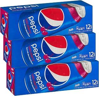 Pepsi Wild Cherry Soda, Fridge Pack Bundle, 12 fl oz, 36 Cans