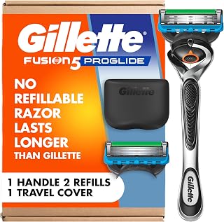 Gillette Fusion5 Men's 5-Blade Razor, 1 Razor Handle, 2 Blade Refills, with Travel Cover