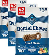 Blue Buffalo Dental Chews Medium Natural Dog Treats, Chicken & Spearmint 34.5-oz Bag 42 Count (Pack of 3)
