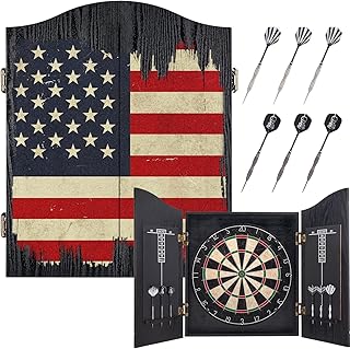 Sisal Dart Board Cabinet Sets, Dartboard with Scoreboard for Adults