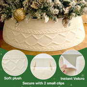 Noiclub Knit Christmas Tree Collar, Cream Cable, 23-30 Inch Diameter