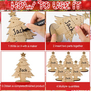 Cholemy Wooden Place Card Holders, 5.91 Inches Tall, Christmas Tree, Set of 12