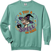 I Put A Spell On Emu Funny Halloween Pun Comfort Colors Adult Sweatshirt