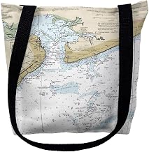 Betsy Drake TY11371BAM 16 x 16 in. St.Louis Bay Madison Nautical Map Tote Bag - Medium Black