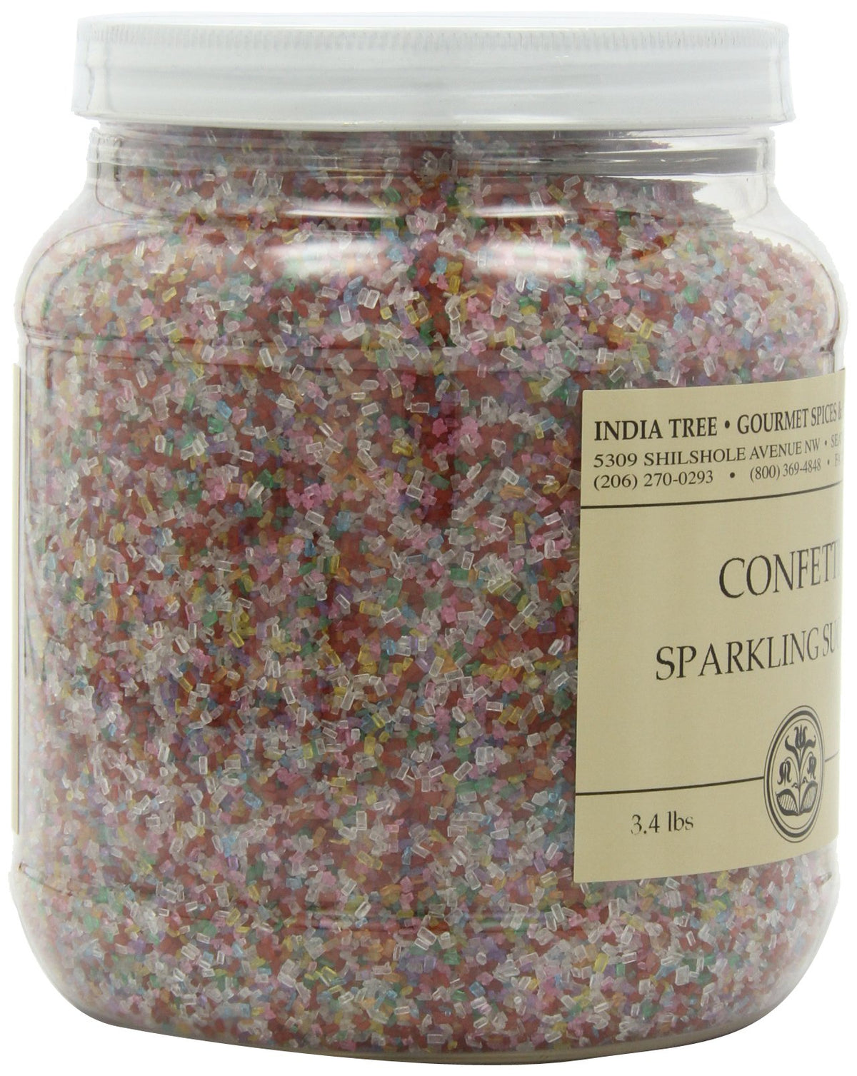 Confetti Sparkling Sugar by India Tree – 3.4 Pound (Pack of 2), White, Pack of 2, Model 70215