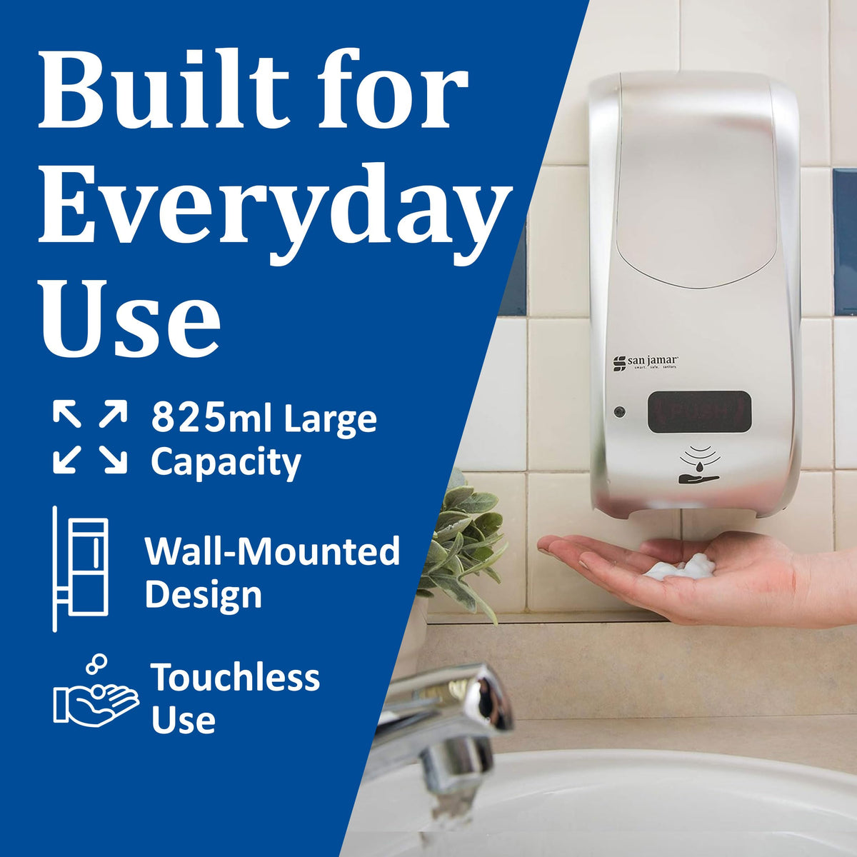 Rely Hybrid Foam Soap Dispenser by San Jamar – 0.0 ounces, Plastic, Silver, Model SHF970SS