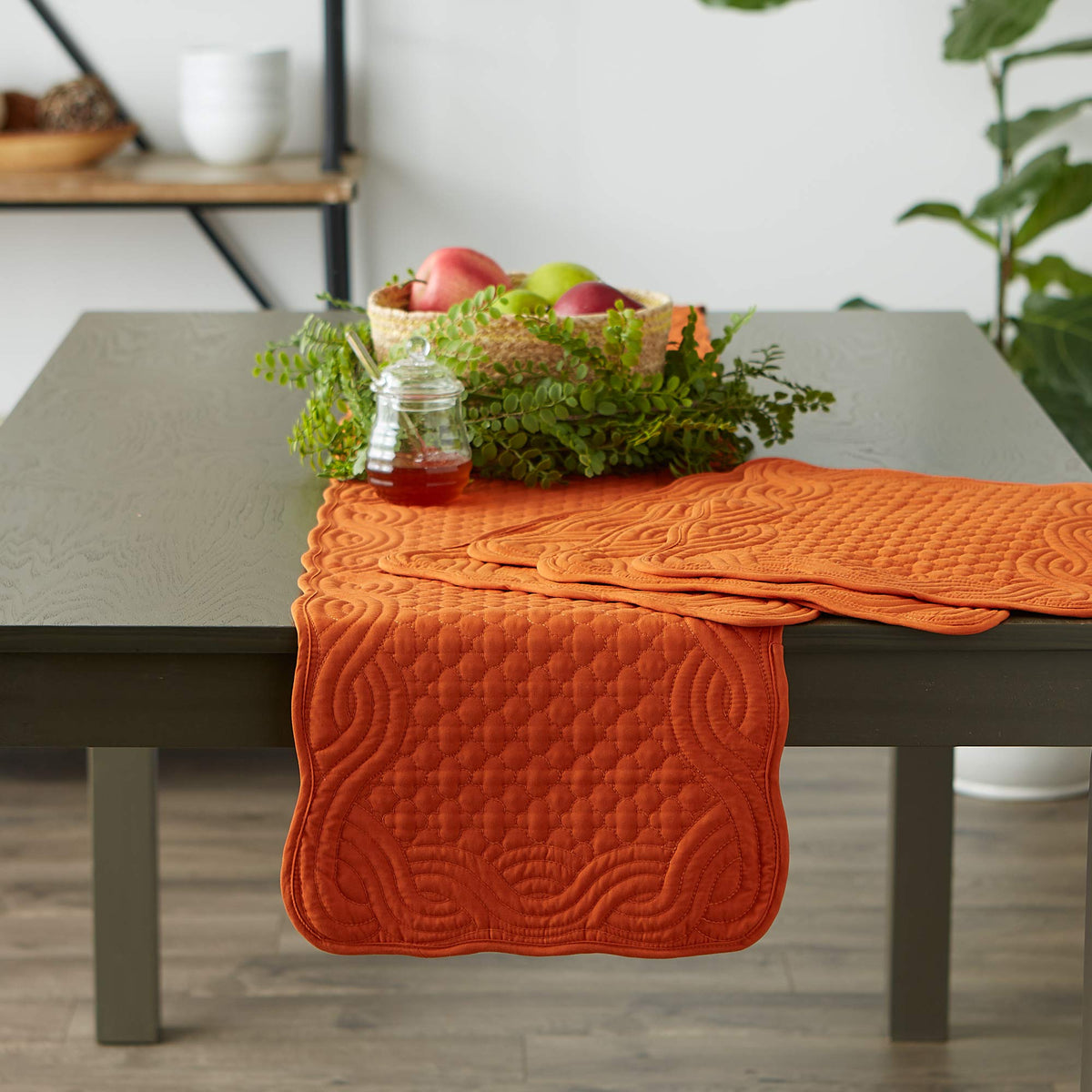 DII Quilted Placemats, 13x18 Inch, Pumpkin Spice, Set of 6