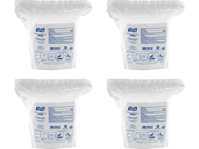 PURELL Hand Sanitizing Wipes, 5 x 6, Fresh Citrus Scent, White, 1,700/Refill Pouch, 4/Carton