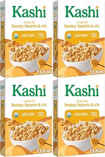 Kashi Breakfast Cereal, Organic, Whole Grain, Honey Toasted, 13.6oz Box (1 Box) (Pack of 4)