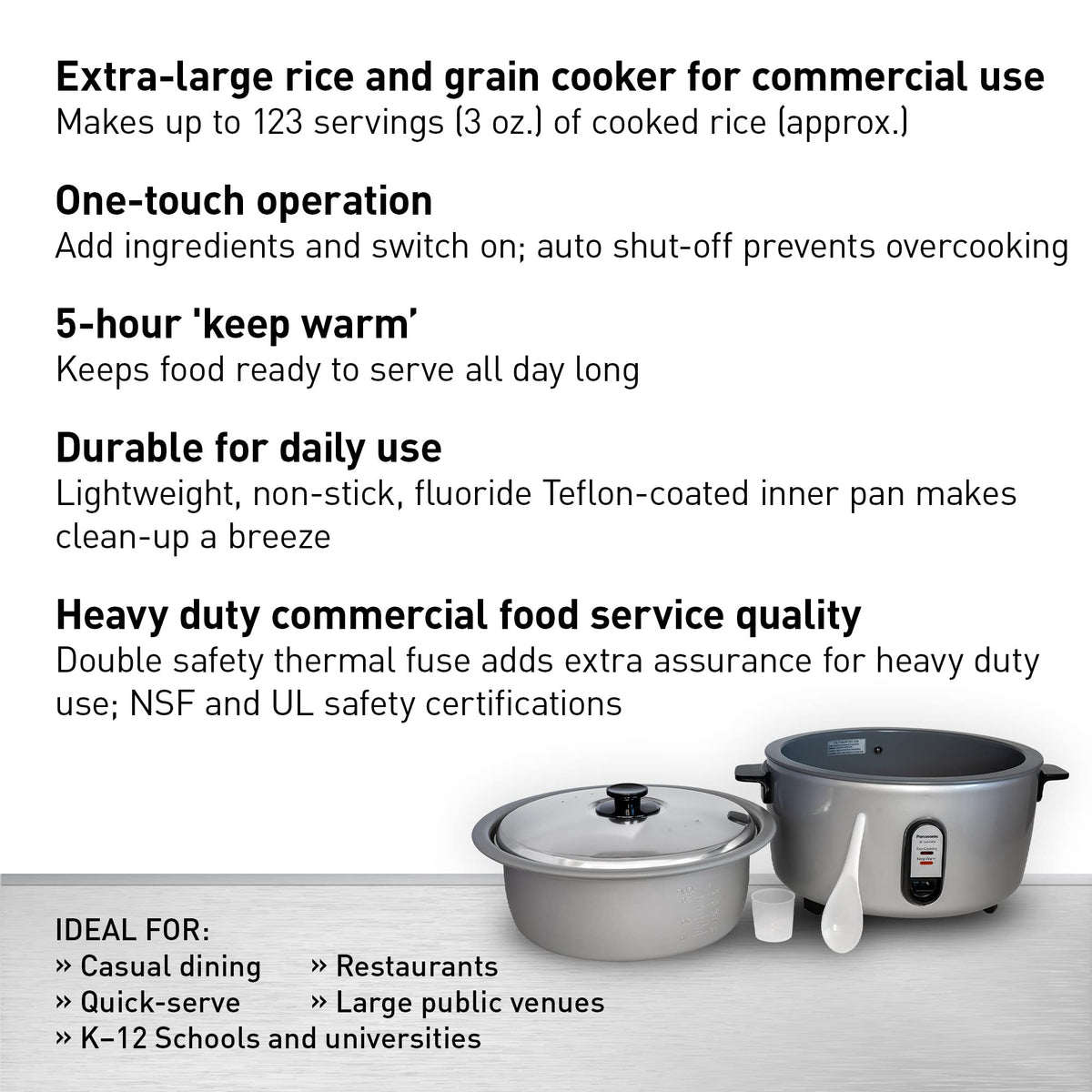 Panasonic 30 Cup / 120V / Cooker Commercial Rice Cookers