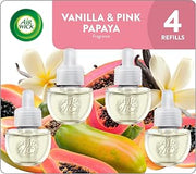 Air Wick Plug-In Scented Oil Refills, 4 Count, Vanilla & Pink Papaya, Air Freshener, Essential Oils, Eco Friendly