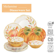 UP Melamine Dinnerware Set, 16 Piece Pumpkin Design, Service for 4, Orange