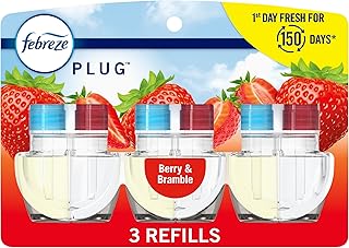 Febreze Odor-Fighting Fade Defy PLUG Air Freshener Berry & Bramble, .87 fl. oz. Oil Refill, 3 Count
