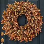 Juxdp Artificial Fall Azalea Wreath, 26 Inch, Orange-Green