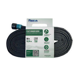 50ft Flat Soaker Hose by Flexon – 50 ft, Fabric, Black, Model WSFLATFAB50CN
